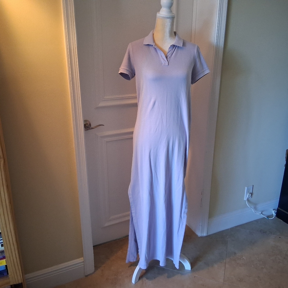 ATM Anthony Thomas Melillo 100% Pima Cotton Lavender Polo Maxi Dress Size Small